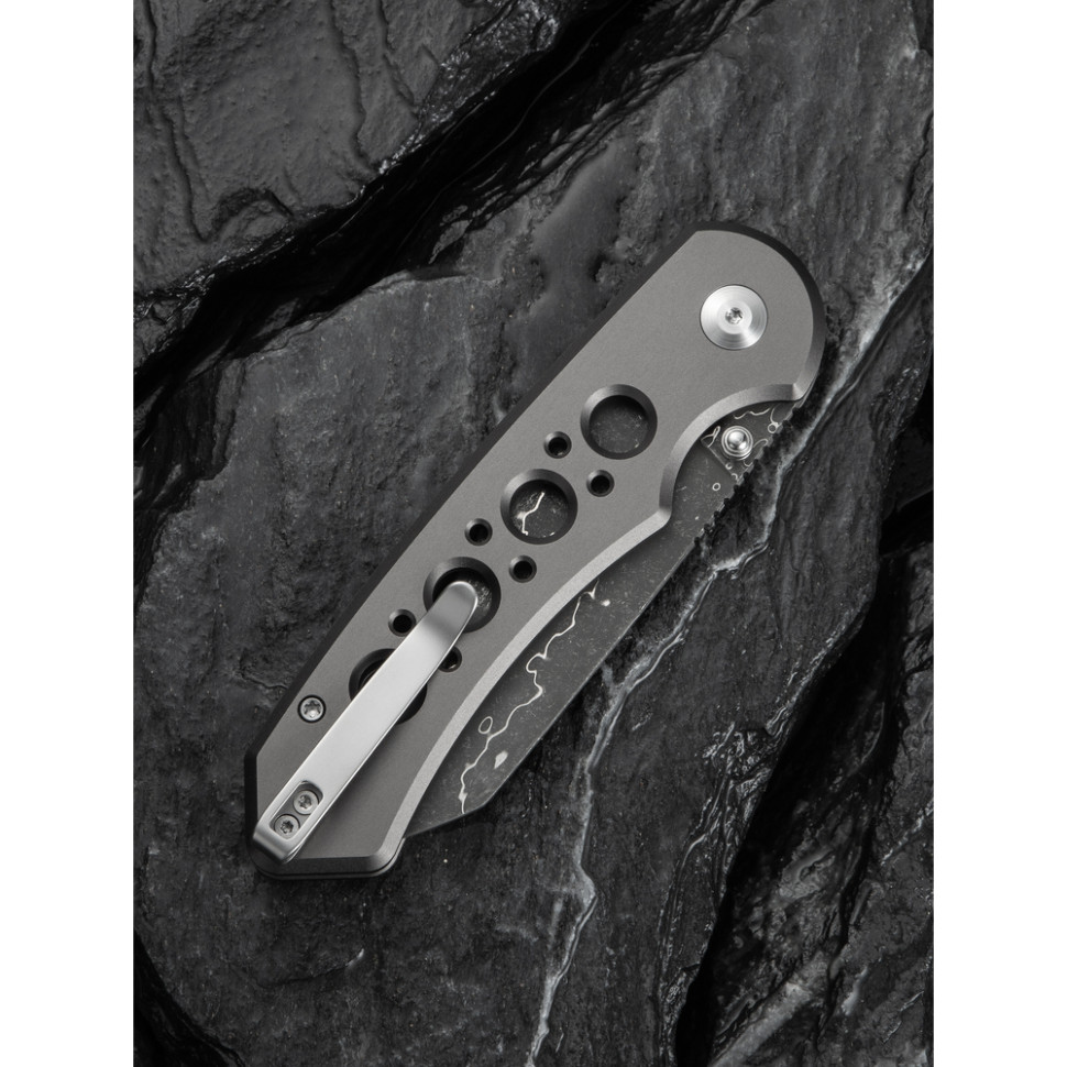 Ніж складаний туристичний Civivi Pragma Prime, (8.9 см) Damascus / Aluminum сірий, фото 14