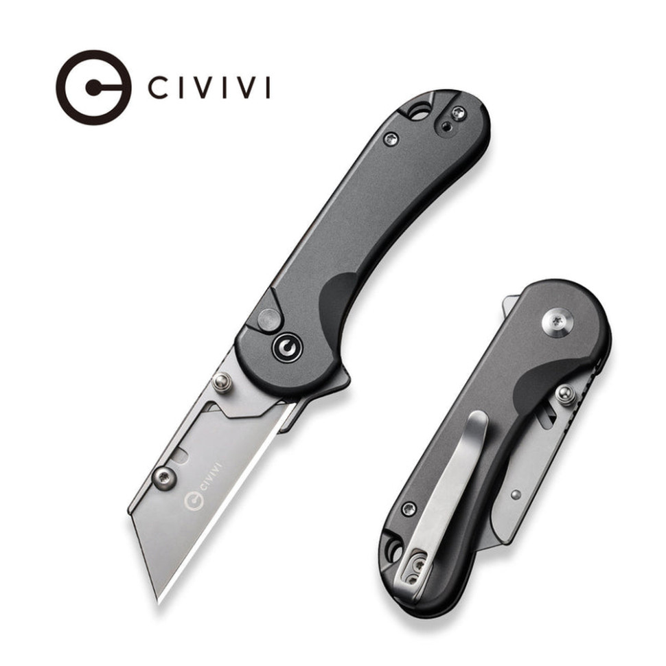 Ніж трапеція складаний кишеньковий Civivi Elementum Utility, (5.8 см) 6Cr13 / Aluminum сірий
