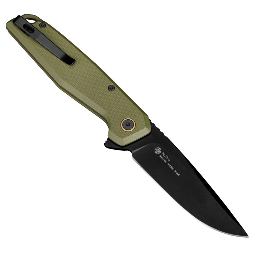 Нож складной туристический Ruike P873-G, (8.8 см)14C28N / G10 зеленый
