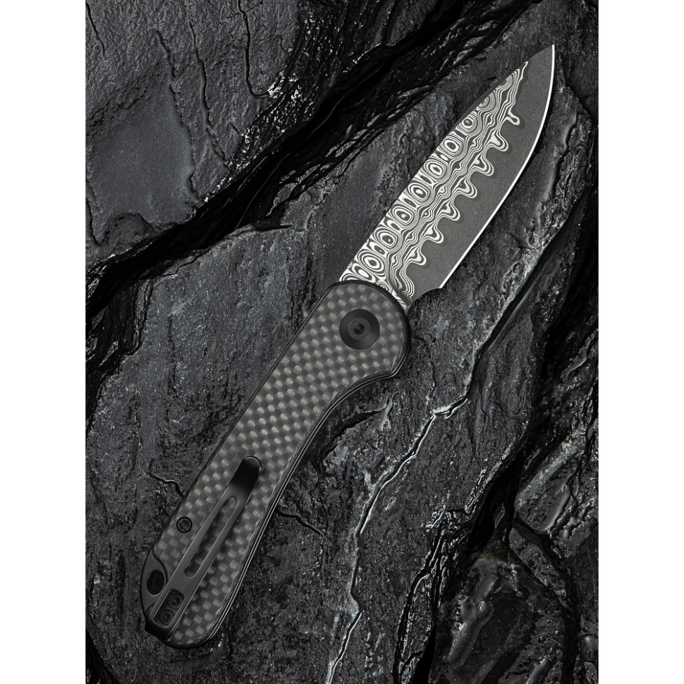 Нож складной карманный Civivi Elementum Slip Joint, (7.5 см) Damascus / Carbon Fiber серый