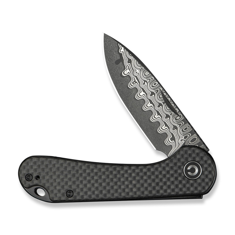 Нож складной карманный Civivi Elementum Slip Joint, (7.5 см) Damascus / Carbon Fiber серый