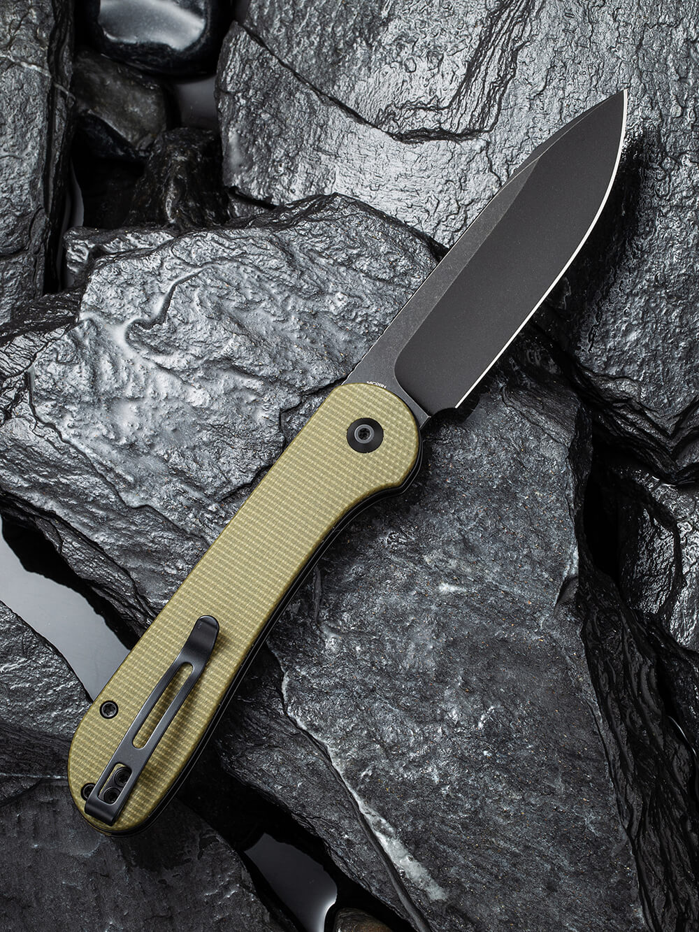 Нож складной туристический Civivi Elementum Pocket, (8.9 см) 14C28N / Micarta оливковый