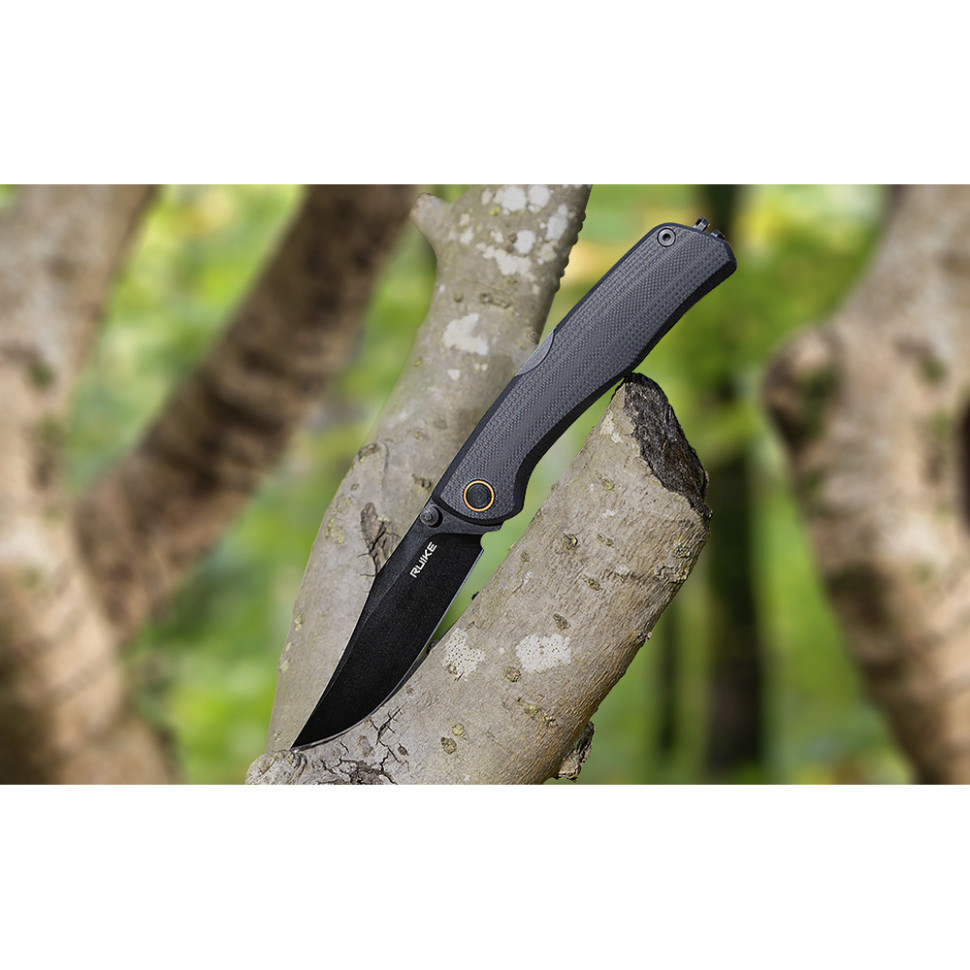 Ніж складаний туристичний Ruike P882-B, (8.5 см) 12С27 /  G10 чорний, фото 15