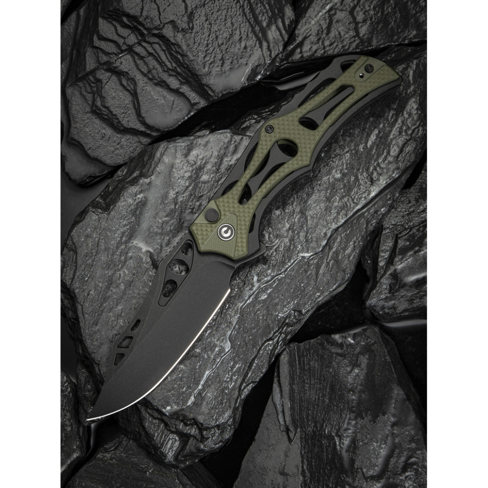 Ніж складаний туристичний Civivi Biophase, (8.9 см) Nitro-V / Aluminum & G10 чорно-зелений, фото 10