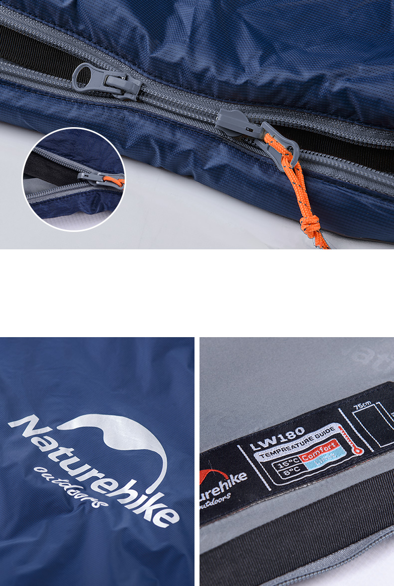 Спальник надлегкий Naturehike Ultra light LW 180 NH15S003-D, (20°C), p-p M, правий, темно-зелений
