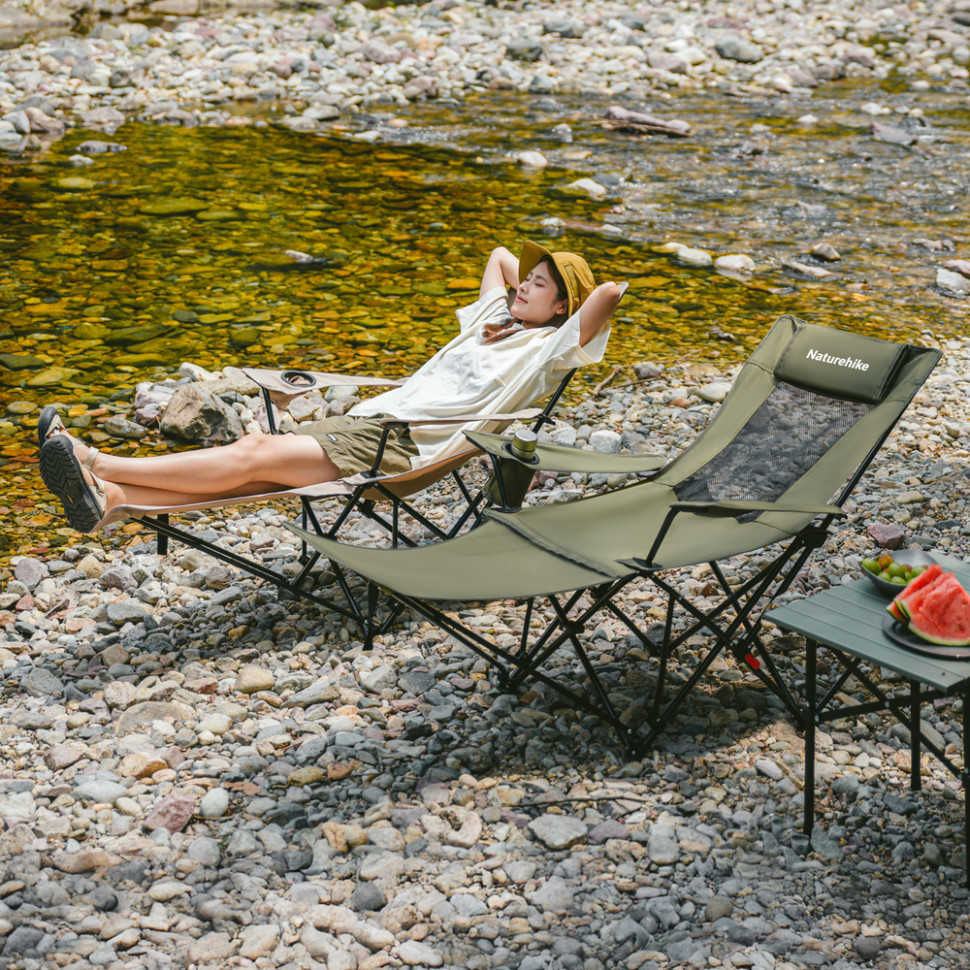 Крісло-шезлонг складане Naturehike CNK2550JJ023 Nightfall T05, сталь, оливкове