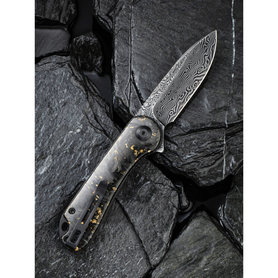 Нож складной карманный Civivi Elementum, (7.5 см) Damascus / Carbon Fiber серый