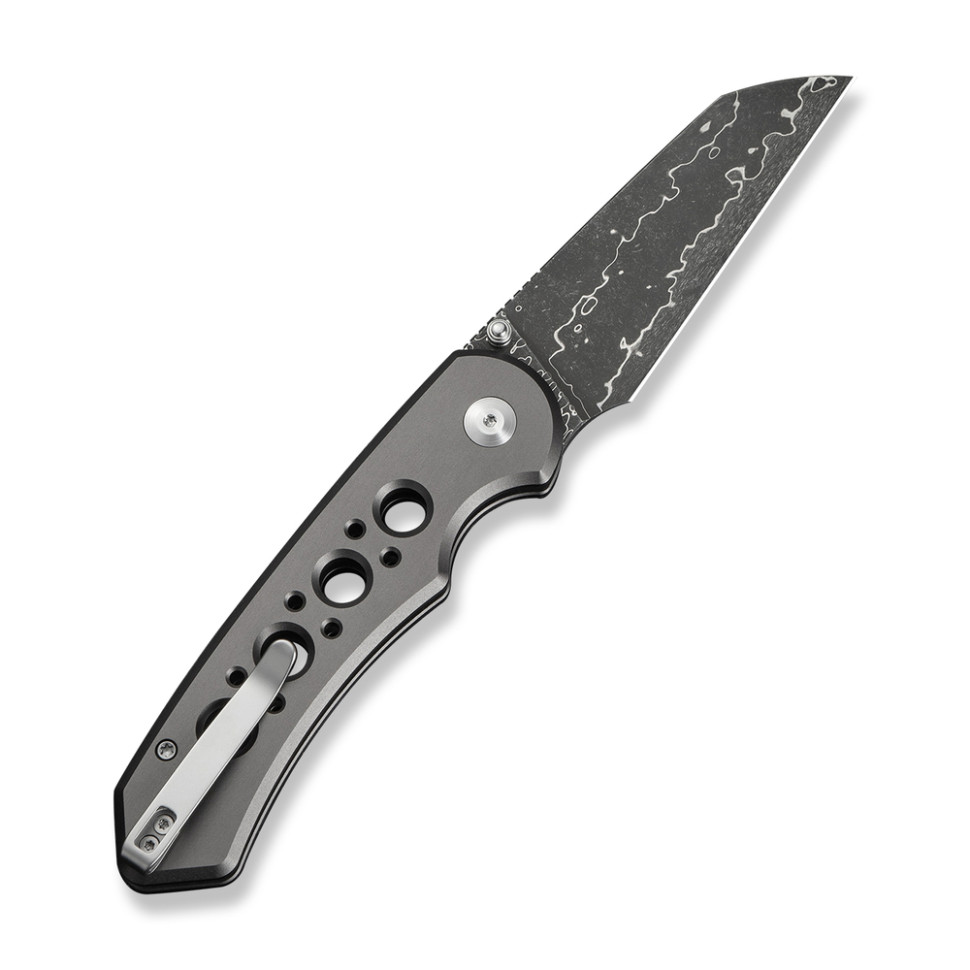 Ніж складаний туристичний Civivi Pragma Prime, (8.9 см) Damascus / Aluminum сірий, фото 2