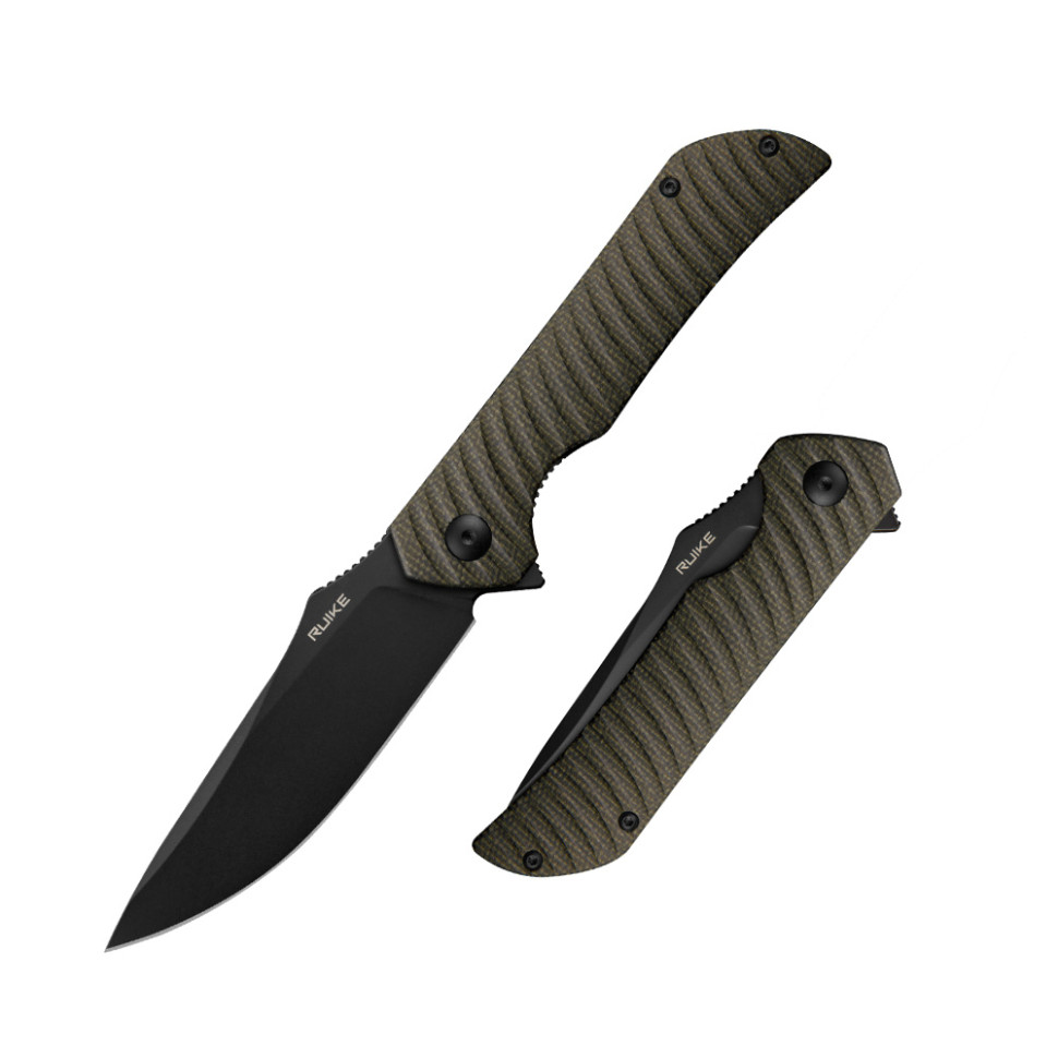 Ніж складаний туристичний Ruike P123-MB, (9.2 см) 14C28N / мікарта коричневий