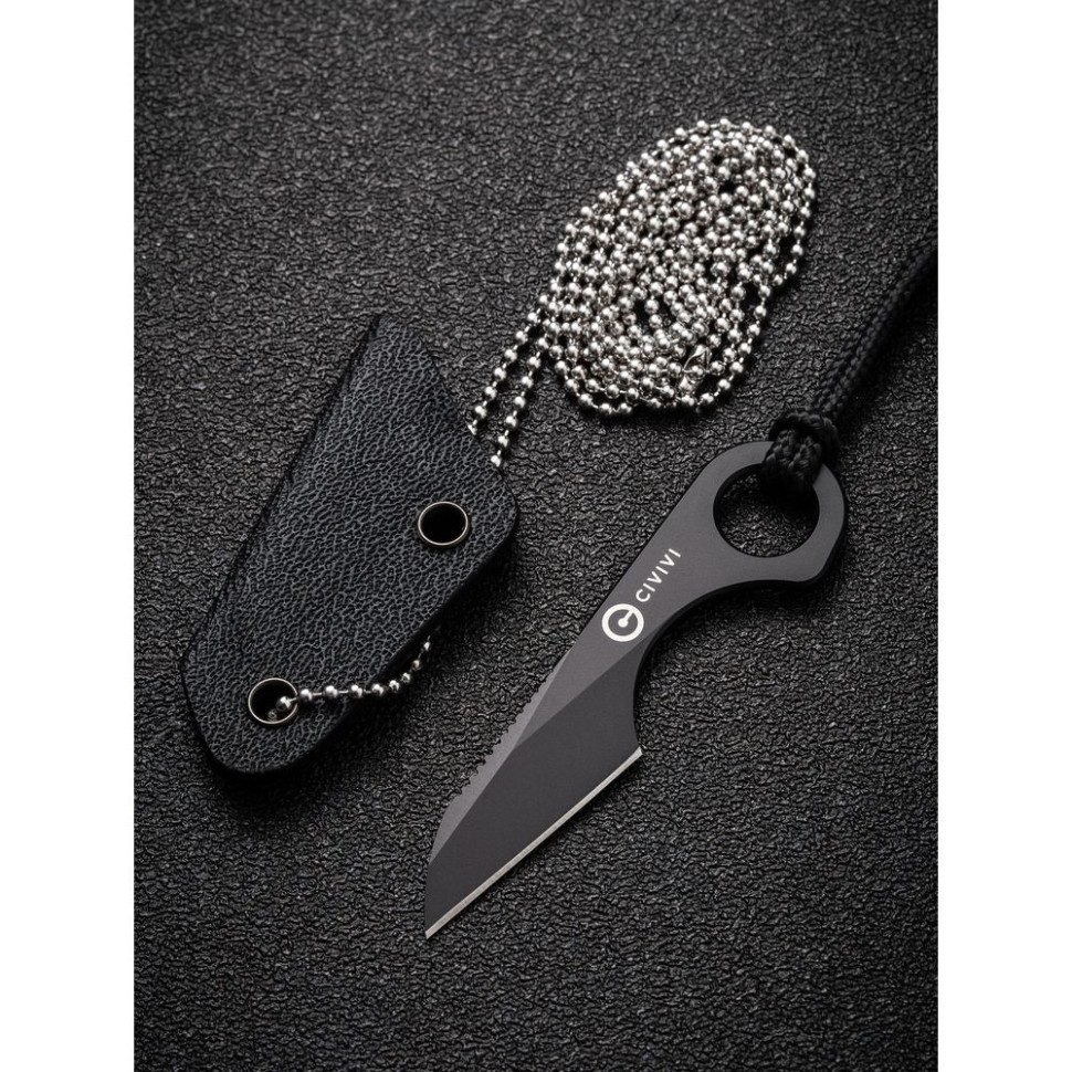 Ніж фіксований кишеньковий  Civivi Gramis, (2.6 см) 14C28N / 14C28N чорний з чохлом
