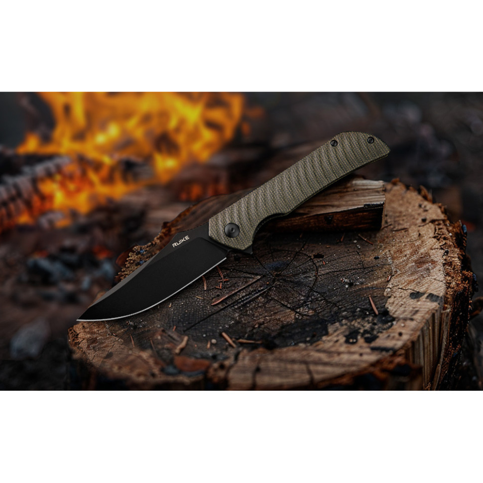Ніж складаний туристичний Ruike P123-MB, (9.2 см) 14C28N / мікарта коричневий