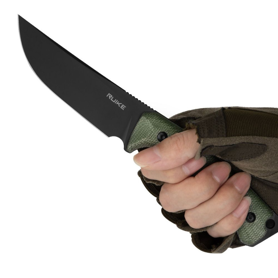 Нож охотничий с фиксированным клинком  Ruike F186-MG, (11.8 см) D2 / Micarta зеленый