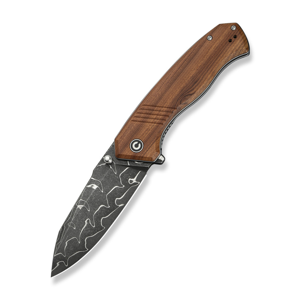 Ніж складаний туристичний Civivi Placoid, (9.3 см) Damascus / Guibourtia Wood