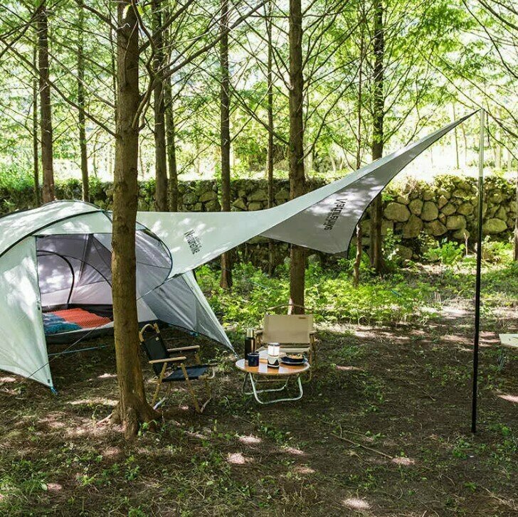 Тент для кемпинга Naturehike Rhombus NH19TM003, 150D / Silver Coated, 402*268 см, сірий