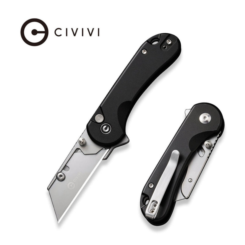 Ніж трапеція складаний кишеньковий Civivi Elementum Utility, (5.8 см) 6Cr13 / Aluminum чорний, фото 10