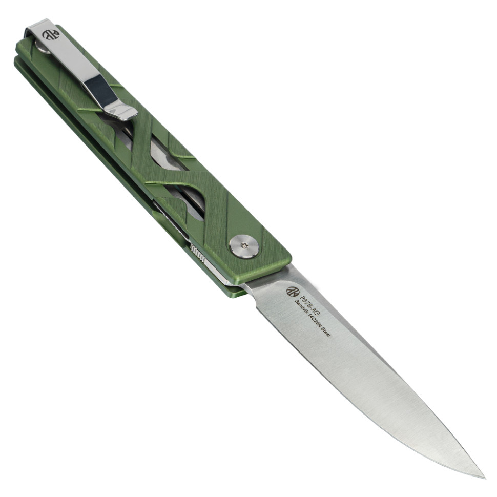 Ніж складаний туристичний Ruike P878-AG, (8.7 см) 14C28N / 6063Aluminum зелений, фото 2