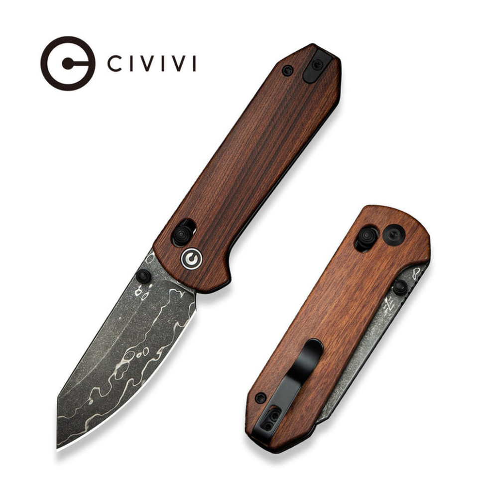 Нож складной карманный Civivi Yonder, (7.3 см) Damascus / Guibourtia Wood