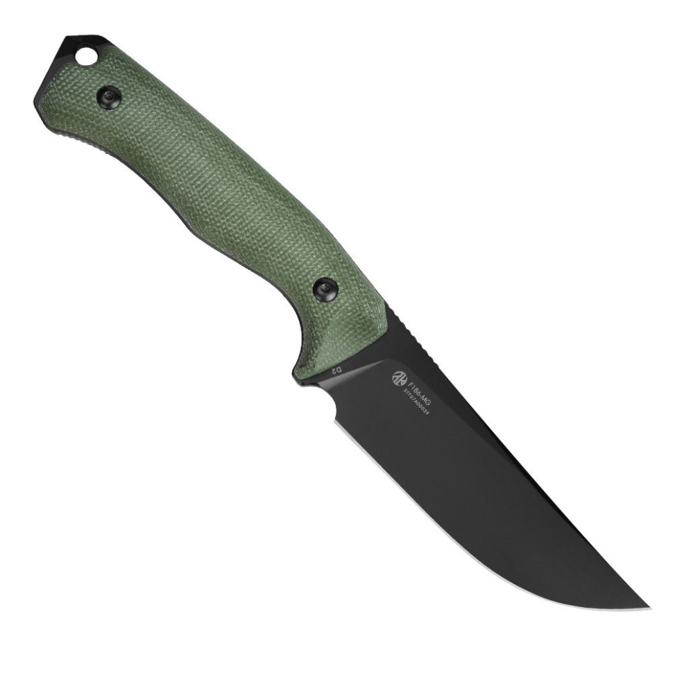 Нож охотничий с фиксированным клинком  Ruike F186-MG, (11.8 см) D2 / Micarta зеленый