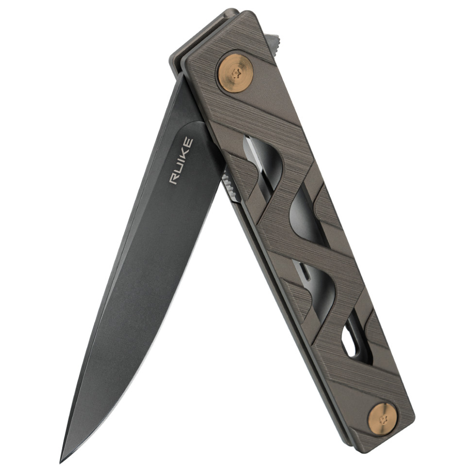 Нож складной туристический Ruike P878-AK, (8.7 см) 14C28N / 6063Aluminum серый