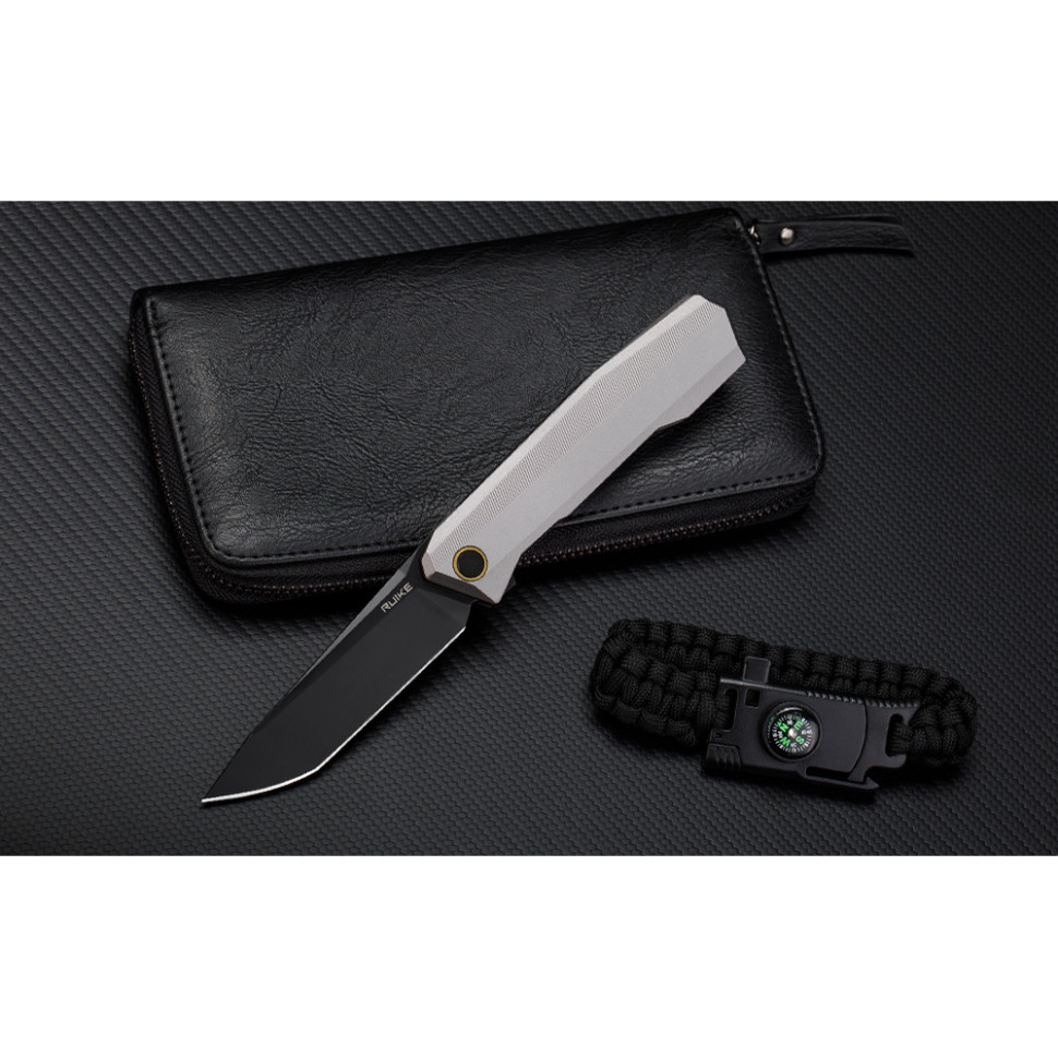 Нож складной туристический Ruike P166-AК, (9.2 см) 14C28N / Aluminum серый