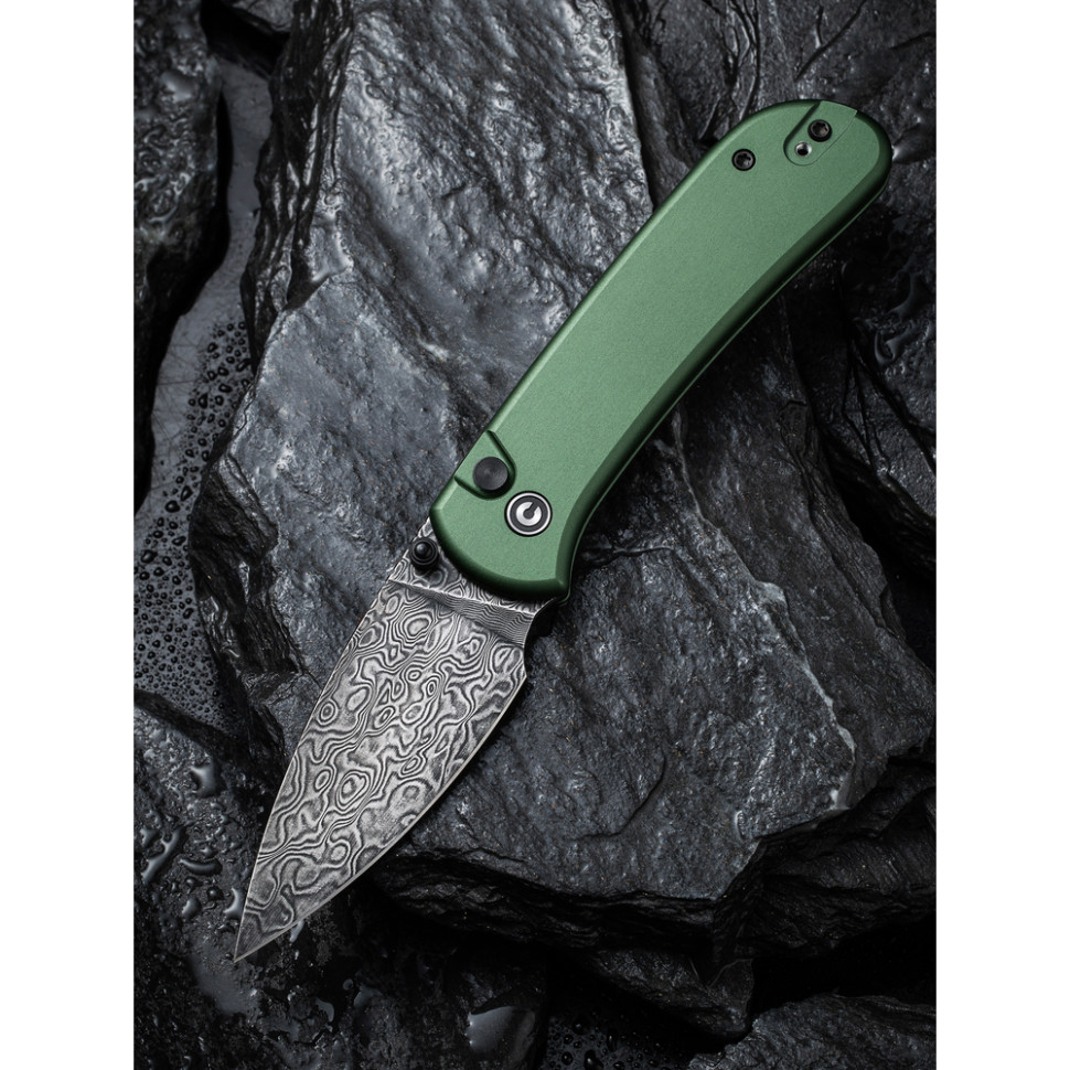 Ніж складаний кишеньковий Civivi Qubit, (7.6 см) Damascus / Aluminum темно-зелений, фото 10