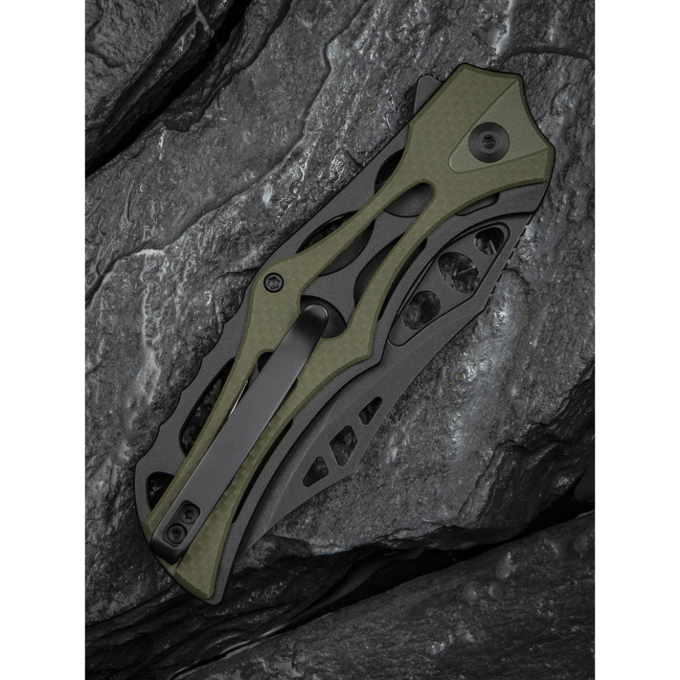 Ніж складаний туристичний Civivi Biophase, (8.9 см) Nitro-V / Aluminum & G10 чорно-зелений, фото 14