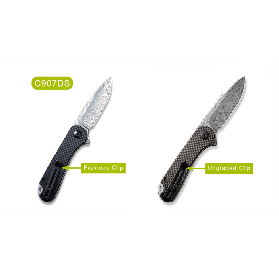 Ніж складаний кишеньковий Civivi Elementum, (7.5 см) Damascus / Carbon Fiber & G10
