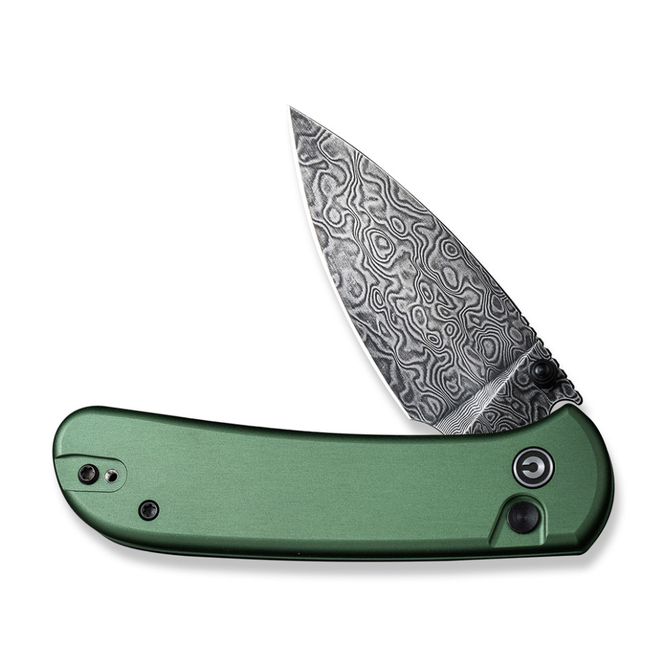 Ніж складаний кишеньковий Civivi Qubit, (7.6 см) Damascus / Aluminum темно-зелений, фото 3