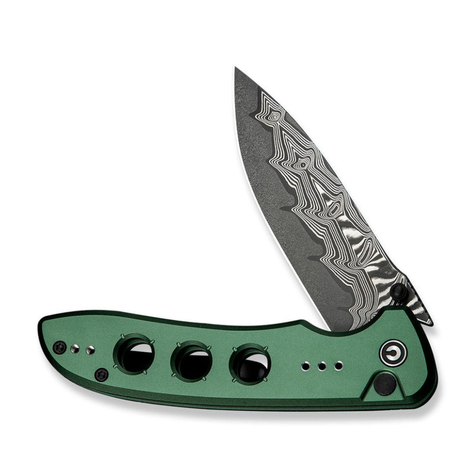 Нож складной туристический Civivi Hyperpulse, (8.9 см) Damascus / Aluminum темно-зеленый