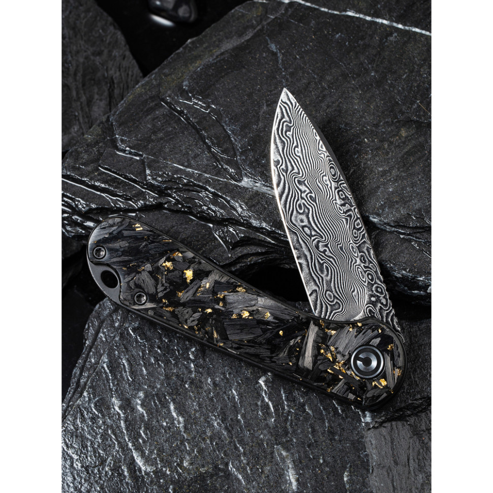 Нож складной карманный Civivi Elementum, (7.5 см) Damascus / Carbon Fiber серый
