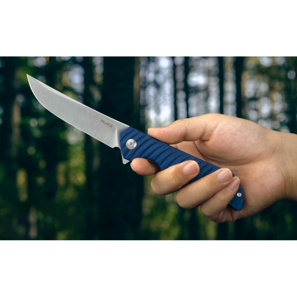 Ніж складаний туристичний Ruike P122-ME, (9.2 см) 14C28N / мікарта синій, фото 18