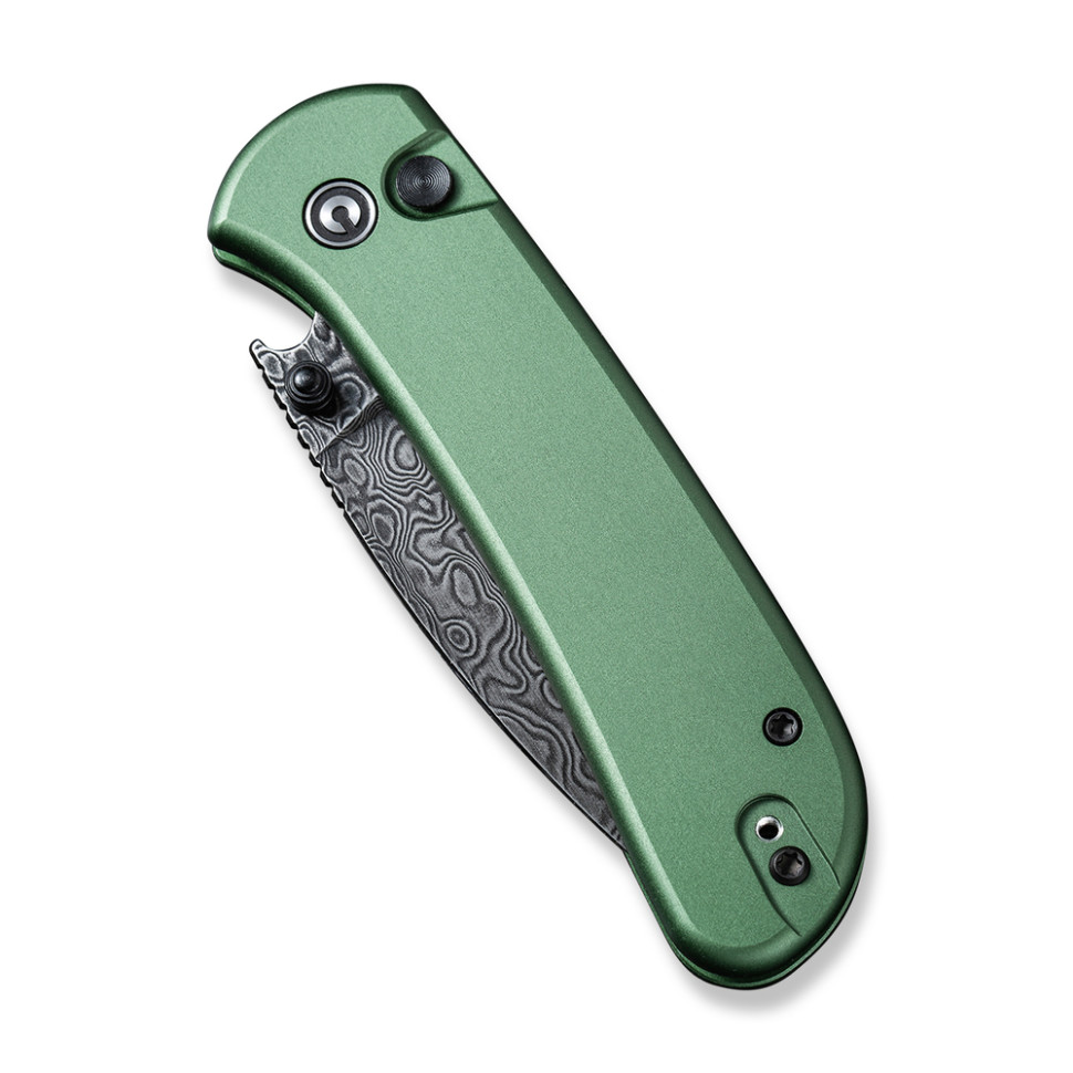 Ніж складаний кишеньковий Civivi Qubit, (7.6 см) Damascus / Aluminum темно-зелений, фото 4