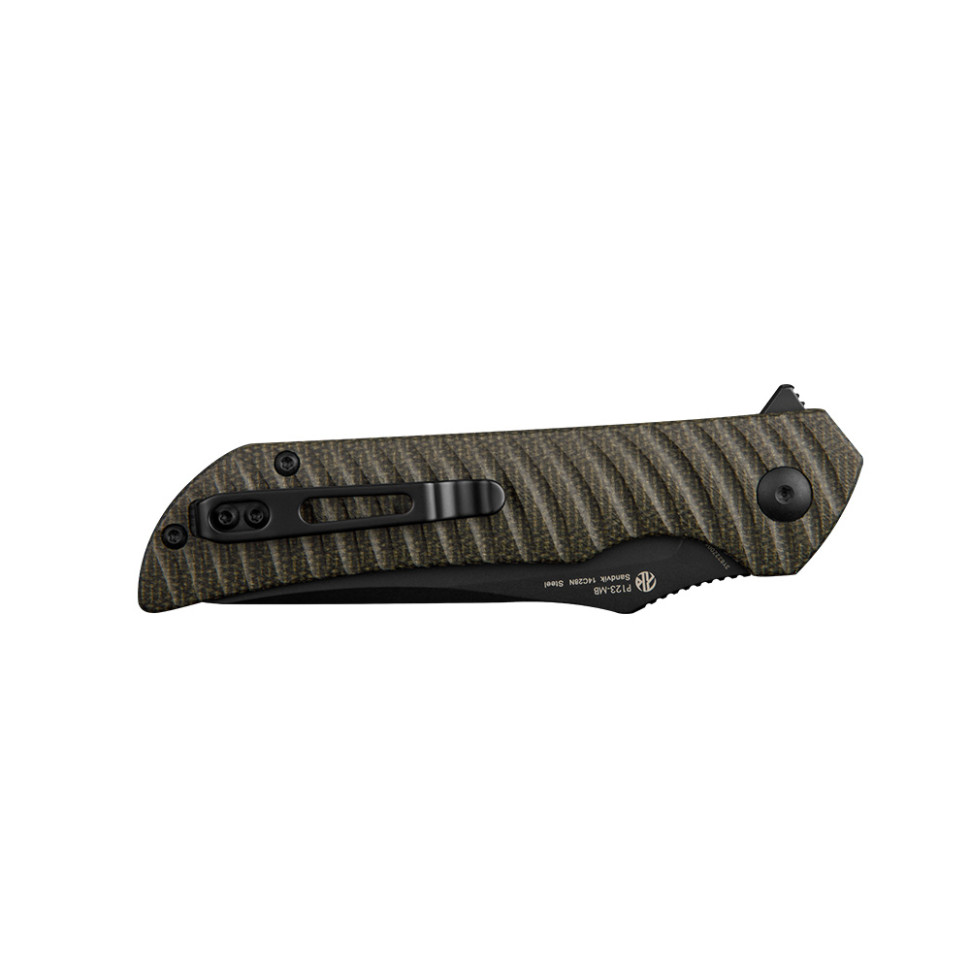 Ніж складаний туристичний Ruike P123-MB, (9.2 см) 14C28N / мікарта коричневий