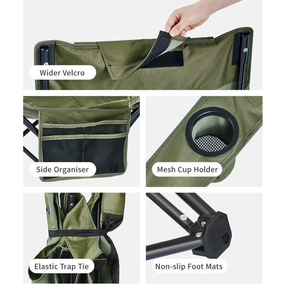 Крісло-шезлонг складане Naturehike CNK2550JJ023 Nightfall T05, сталь, хакі