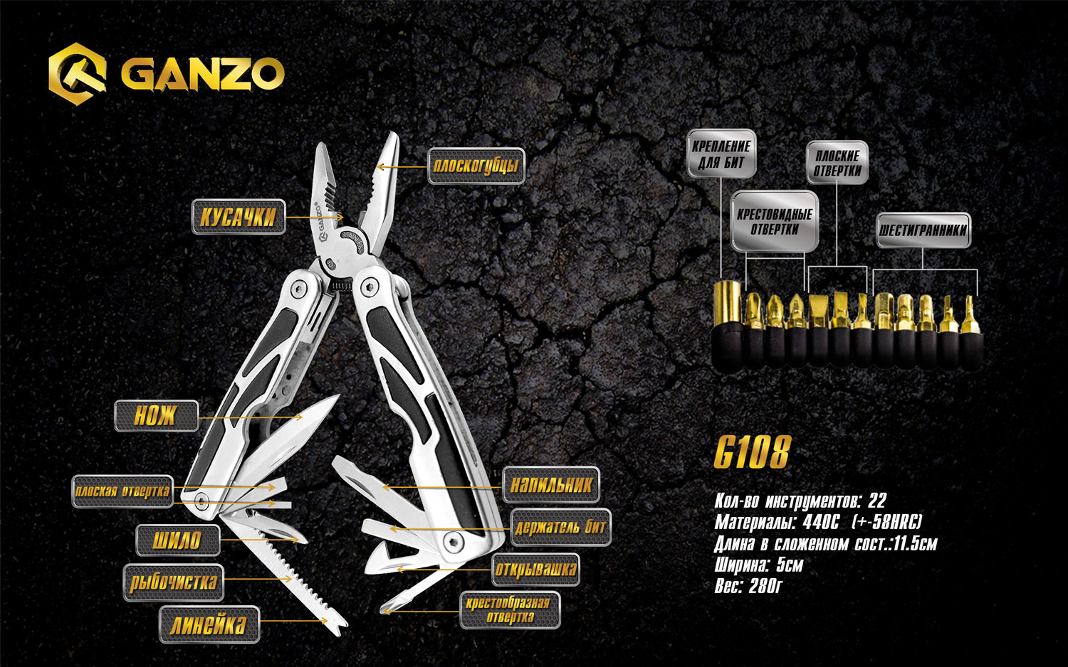 Мультитул Multi Tool Ganzo G108