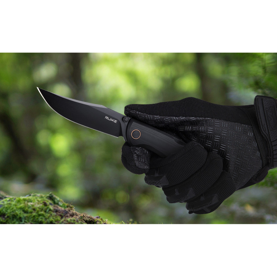 Ніж складаний туристичний Ruike P882-B, (8.5 см) 12С27 /  G10 чорний, фото 17
