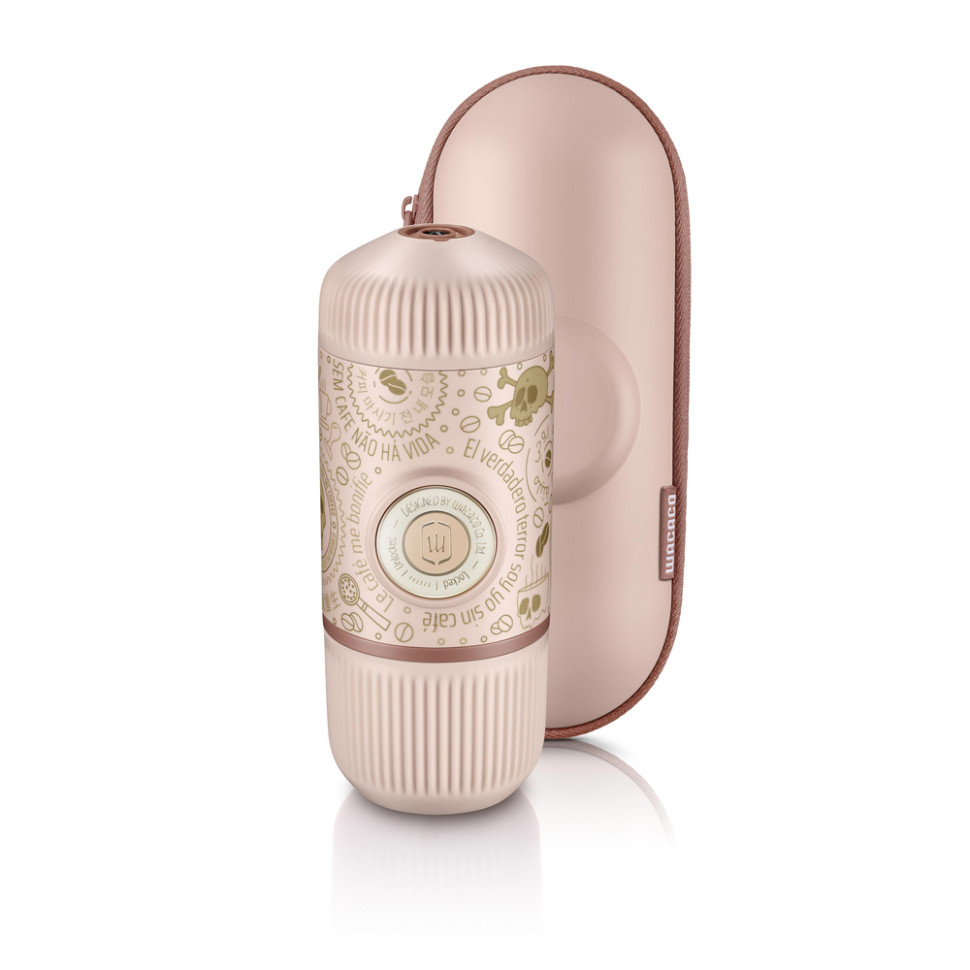 Портативная эспрессо-кофеварка Wacaco Nanopresso розовая с чехлом, механическая, для молотого кофе