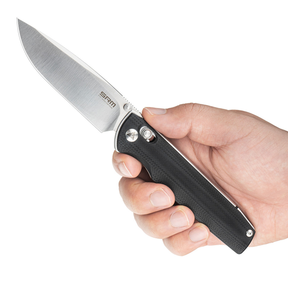 Ніж складаний туристичний SRM Terrier 258L-GB (9.3 см) D2 / G10 чорний, фото 13