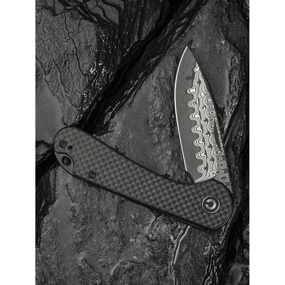 Нож складной карманный Civivi Elementum Slip Joint, (7.5 см) Damascus / Carbon Fiber серый
