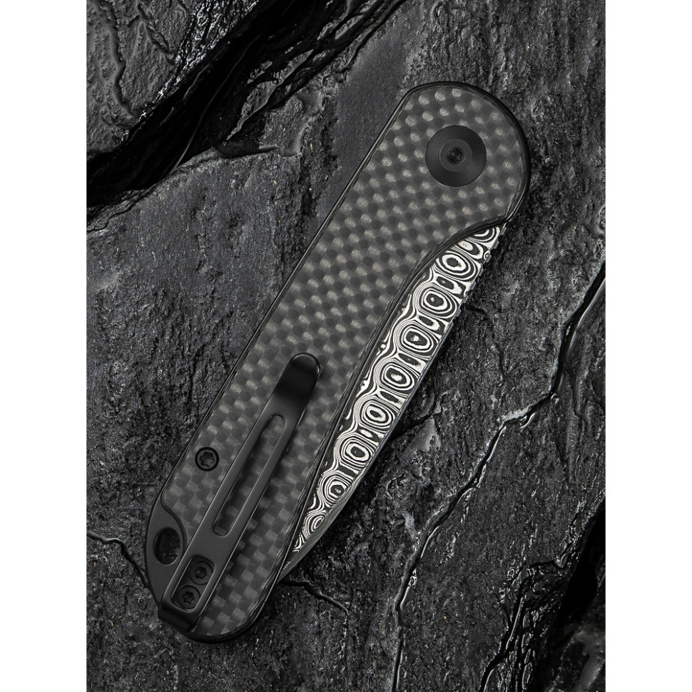 Нож складной карманный Civivi Elementum Slip Joint, (7.5 см) Damascus / Carbon Fiber серый