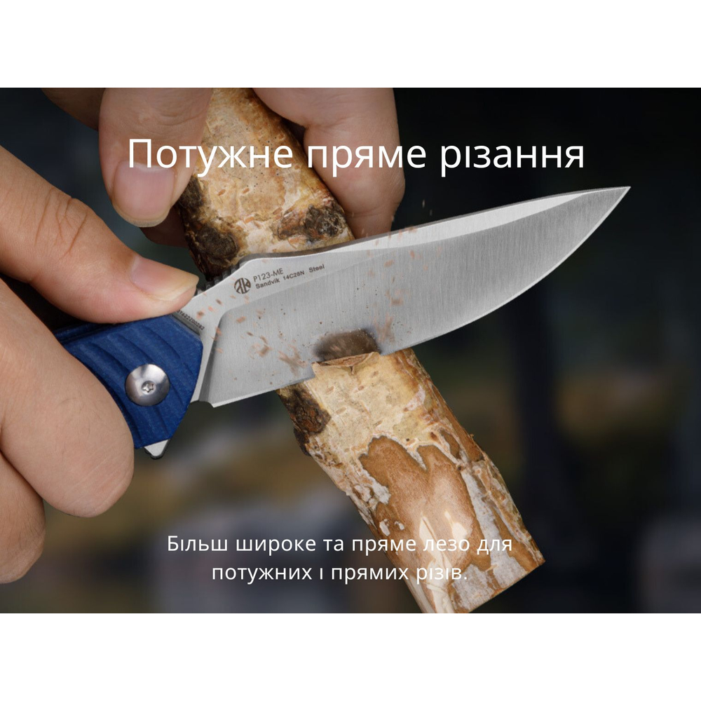 Ніж складаний туристичний Ruike P123-ME, (9.2 см) 14C28N / мікарта синій, фото 16
