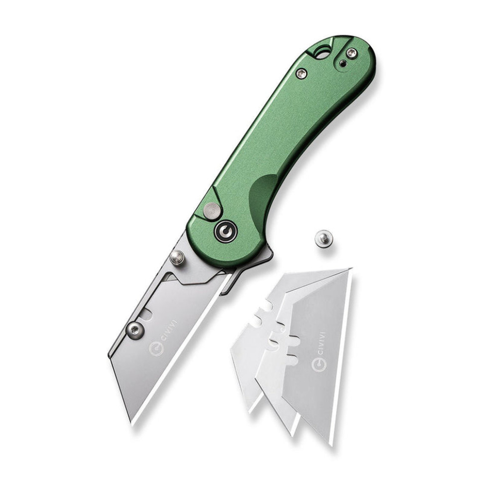 Ніж трапеція складаний кишеньковий Civivi Elementum Utility, (5.8 см) 6Cr13 / Aluminum зелений
