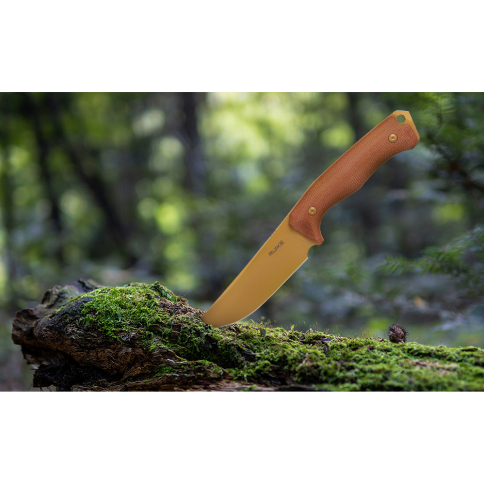 Нож охотничий с фиксированным клинком Ruike F186-MN, (11.8 см) D2 / Micarta коричневый