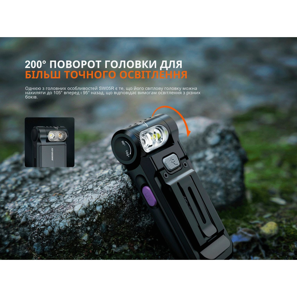 Ліхтар ручний Fenix SW05R-UV LED чорний, фото 11