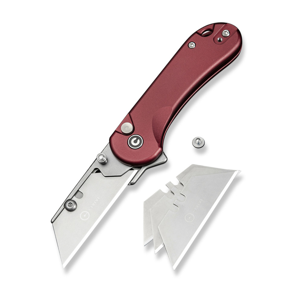 Ніж трапеція складаний кишеньковий Civivi Elementum Utility, (5.8 см) 6Cr13 / Aluminum червоний
