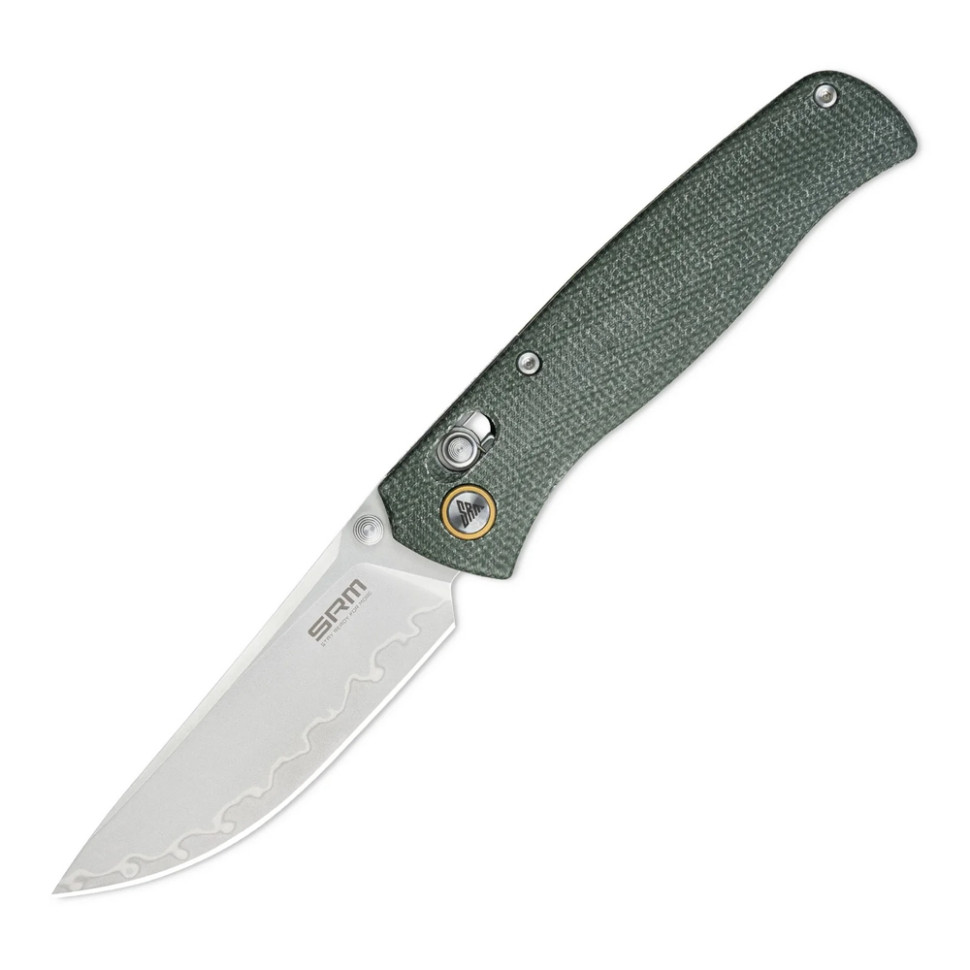 Ніж складаний туристичний SRM Medal 255L-MG3 140Cr / Micarta зелений