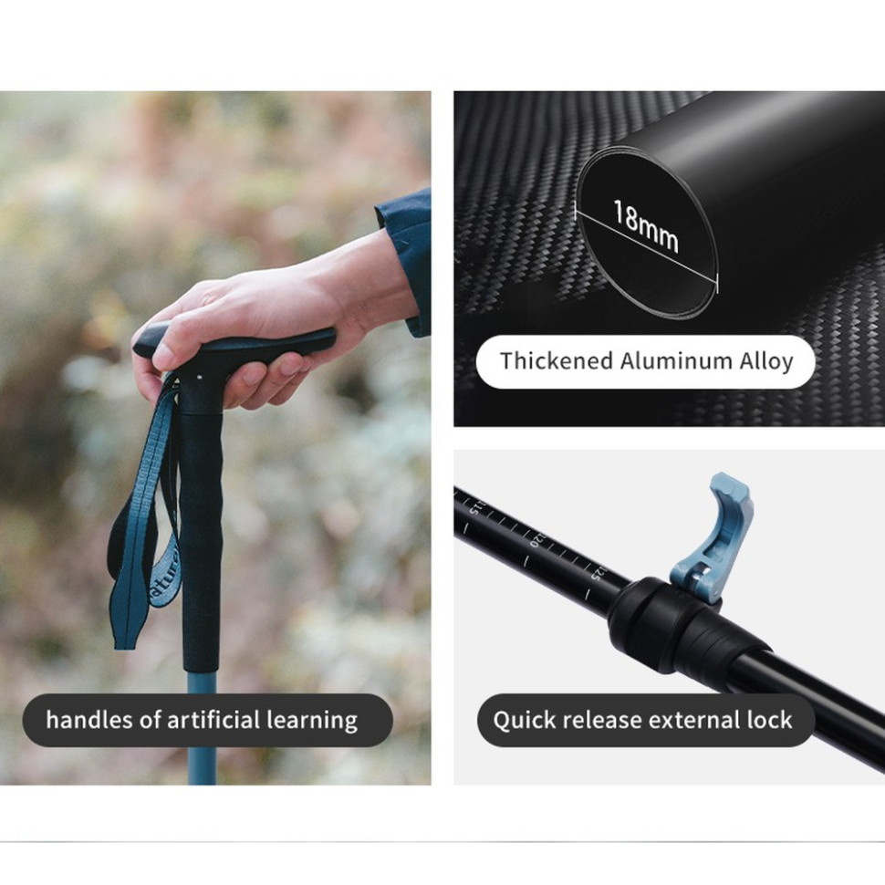 Трекінгова палиця Naturehike CNK2550DS012, 61-125 см, синя
