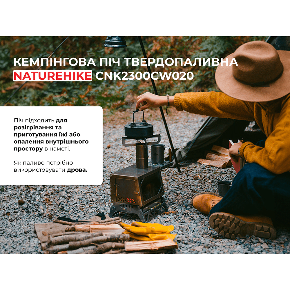 Кемпинговая твердотопливная печь Naturehike CNK2300CW020