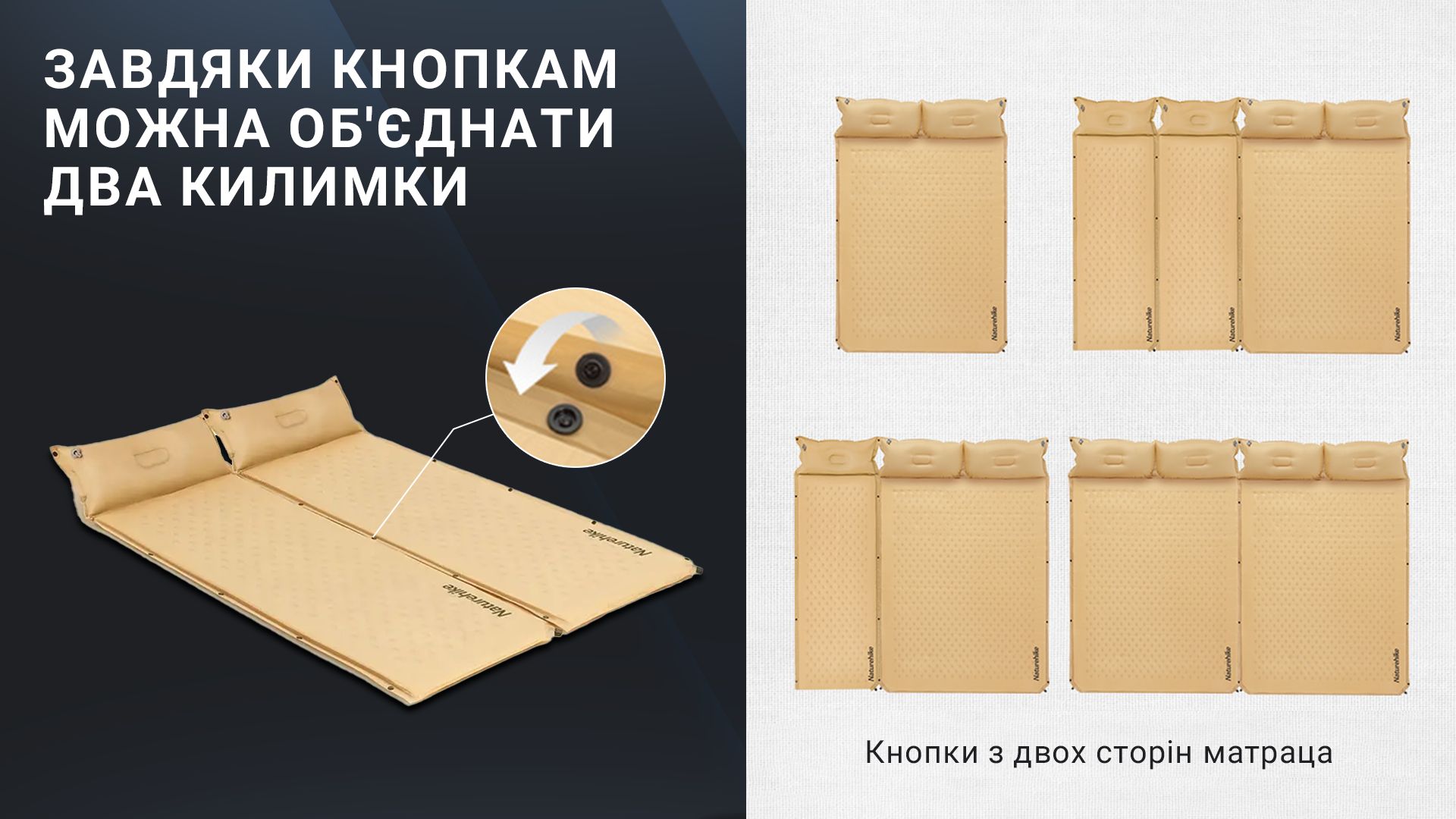 Килимок самонадувний одномісний з подушкою Naturehike CNH22DZ012, 30мм, жовтий