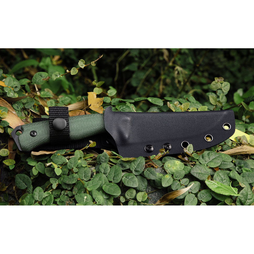 Нож охотничий с фиксированным клинком  Ruike F186-MG, (11.8 см) D2 / Micarta зеленый